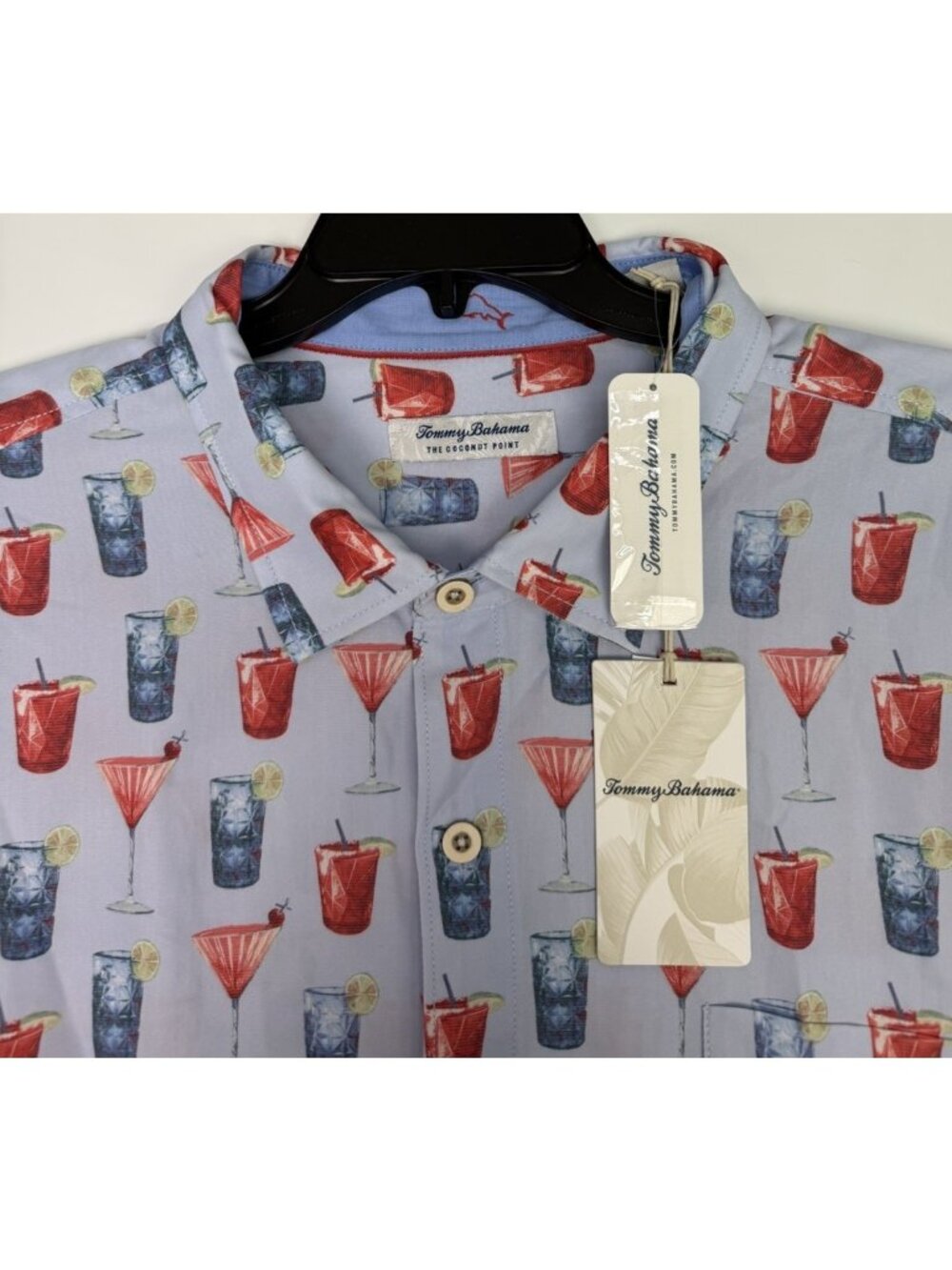 TOMMY BAHAMA Men’s 3XLT TALL Coconut Point Red White Cheers Camp Shirt NEW $138